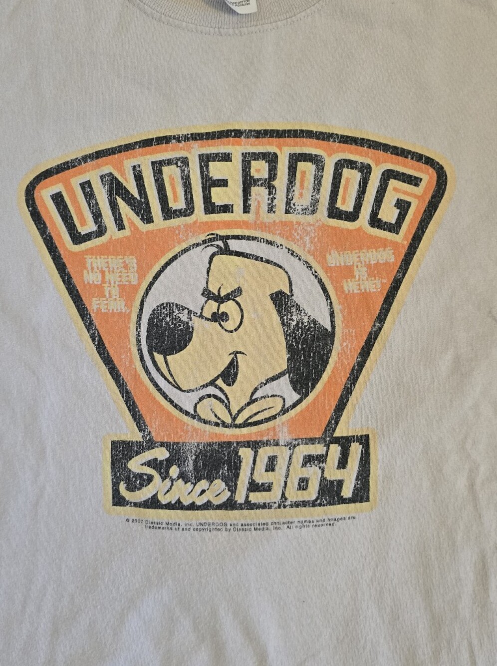 Gildan Vintage Y2K Underdog Graphic Dog Tee - Orange, Black, Cream